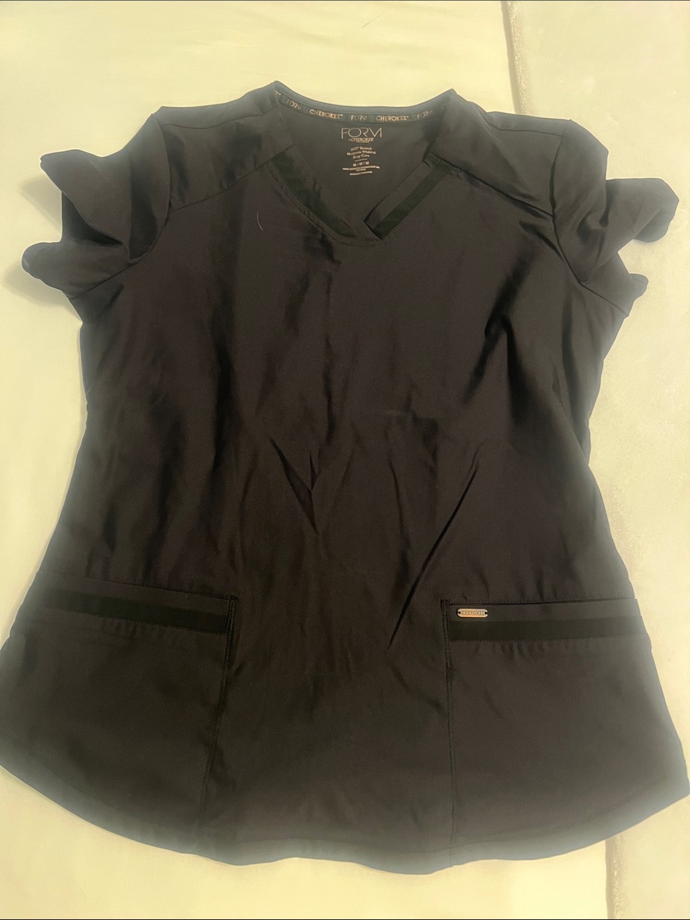 Cherokee Black V-Neck Short Sleeve Scrub Top